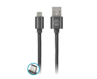 FOREVER Kabel USB - USB-C 1M skóra czarny - 1443324 - zdjęcie 1
